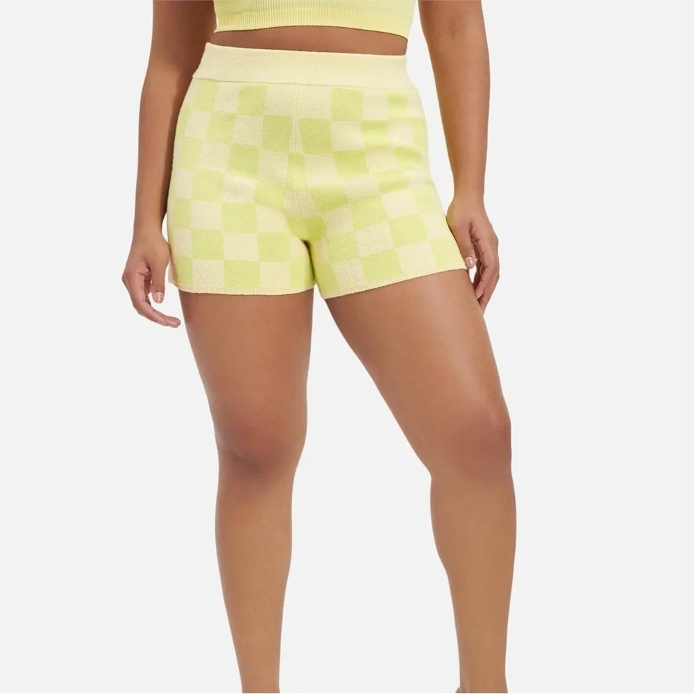 UGG Maliah Checked Jacquard-Knit Cycled Shorts Sz : S